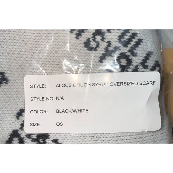 ALOCS That's A Awful Lot Of Cough Syrup Oversized Scarf Black White Streetwear - Picture 6 of 6
